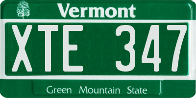 VT license plate XTE347