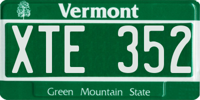 VT license plate XTE352