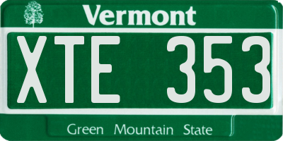 VT license plate XTE353