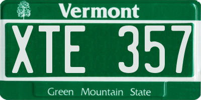 VT license plate XTE357