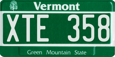 VT license plate XTE358
