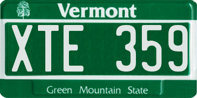 VT license plate XTE359