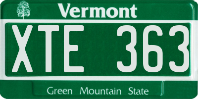VT license plate XTE363