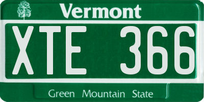 VT license plate XTE366
