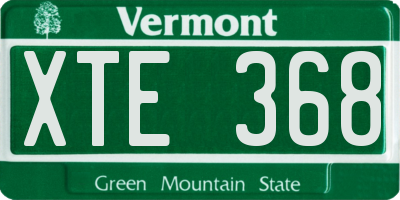 VT license plate XTE368
