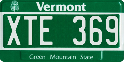 VT license plate XTE369