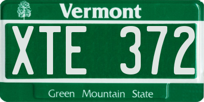 VT license plate XTE372