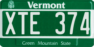 VT license plate XTE374
