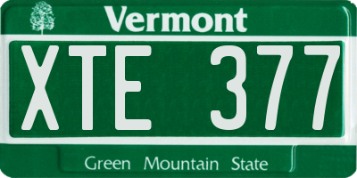 VT license plate XTE377