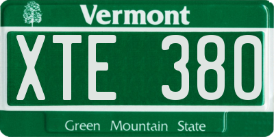 VT license plate XTE380