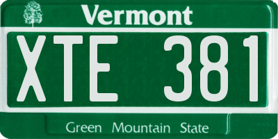 VT license plate XTE381