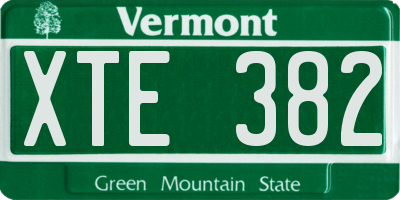 VT license plate XTE382