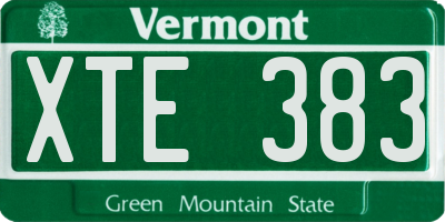 VT license plate XTE383
