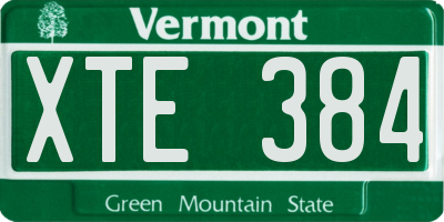 VT license plate XTE384