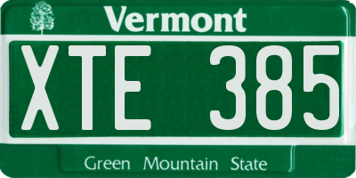 VT license plate XTE385