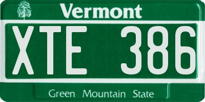 VT license plate XTE386
