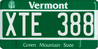 VT license plate XTE388