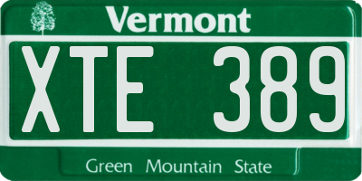 VT license plate XTE389