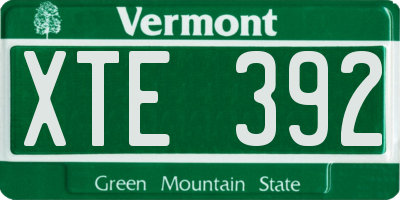VT license plate XTE392
