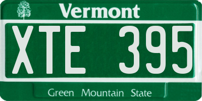 VT license plate XTE395