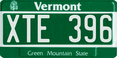 VT license plate XTE396