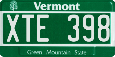 VT license plate XTE398