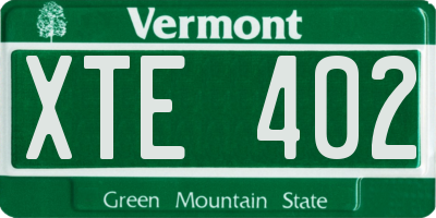 VT license plate XTE402