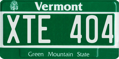 VT license plate XTE404