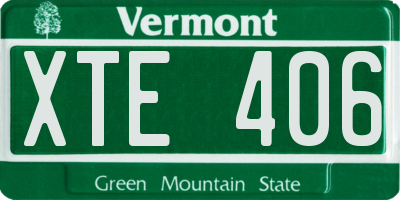 VT license plate XTE406