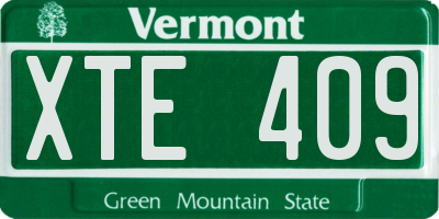 VT license plate XTE409