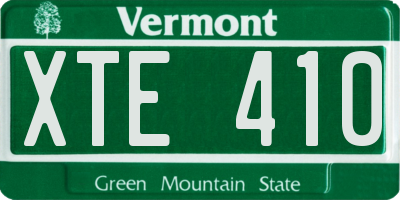 VT license plate XTE410