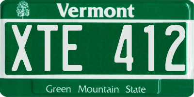 VT license plate XTE412