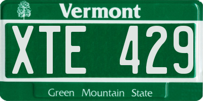 VT license plate XTE429