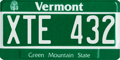 VT license plate XTE432