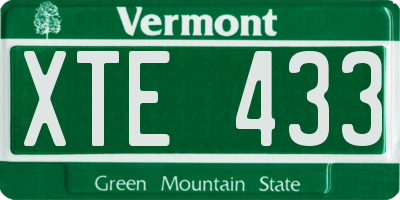 VT license plate XTE433
