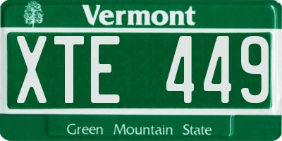 VT license plate XTE449
