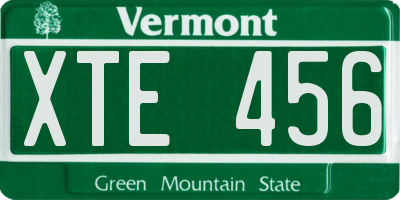 VT license plate XTE456