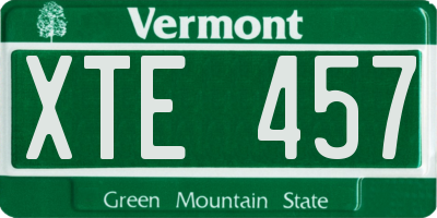 VT license plate XTE457