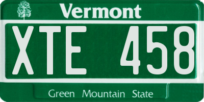 VT license plate XTE458