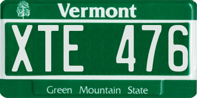 VT license plate XTE476