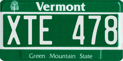 VT license plate XTE478