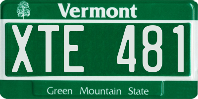 VT license plate XTE481