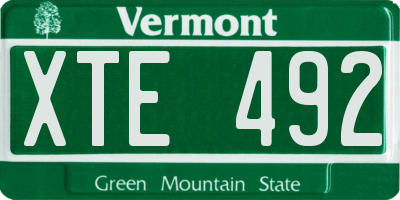 VT license plate XTE492