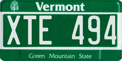 VT license plate XTE494
