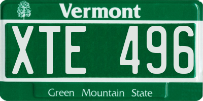VT license plate XTE496