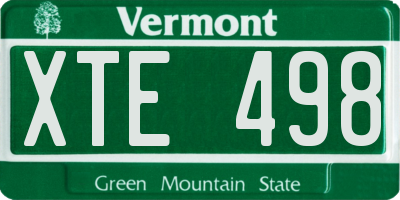 VT license plate XTE498