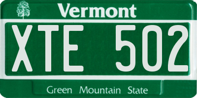 VT license plate XTE502