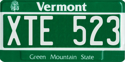 VT license plate XTE523