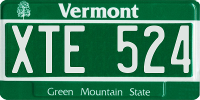 VT license plate XTE524