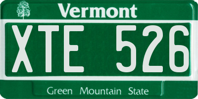 VT license plate XTE526